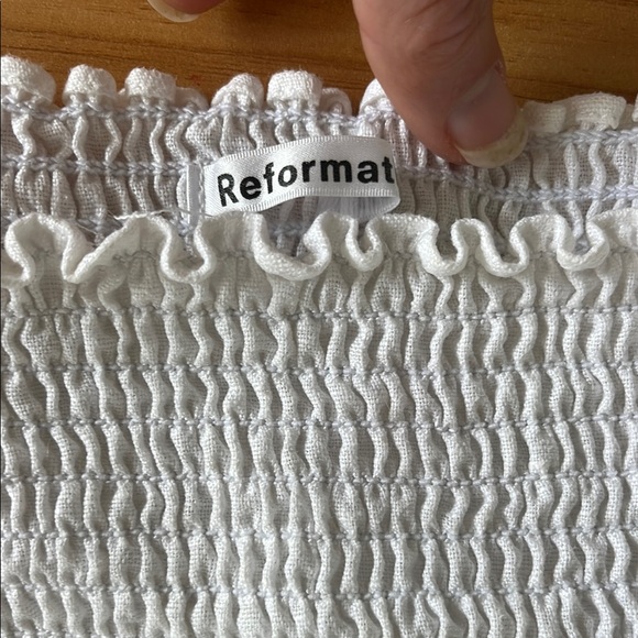 White Smocked Puff Sleeve Blouse - Picture 2 of 2